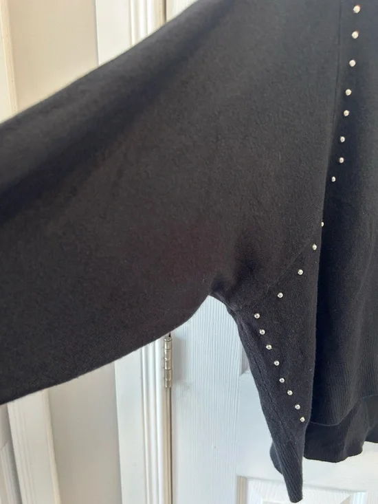 Buffalo David Bitton Black Stud-Trim Oversized Turtleneck Sweater - Picture 2 of 8